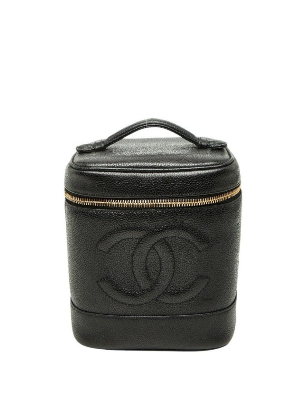 Chanel CC Logo Vanity Bag Black Caviar Leather